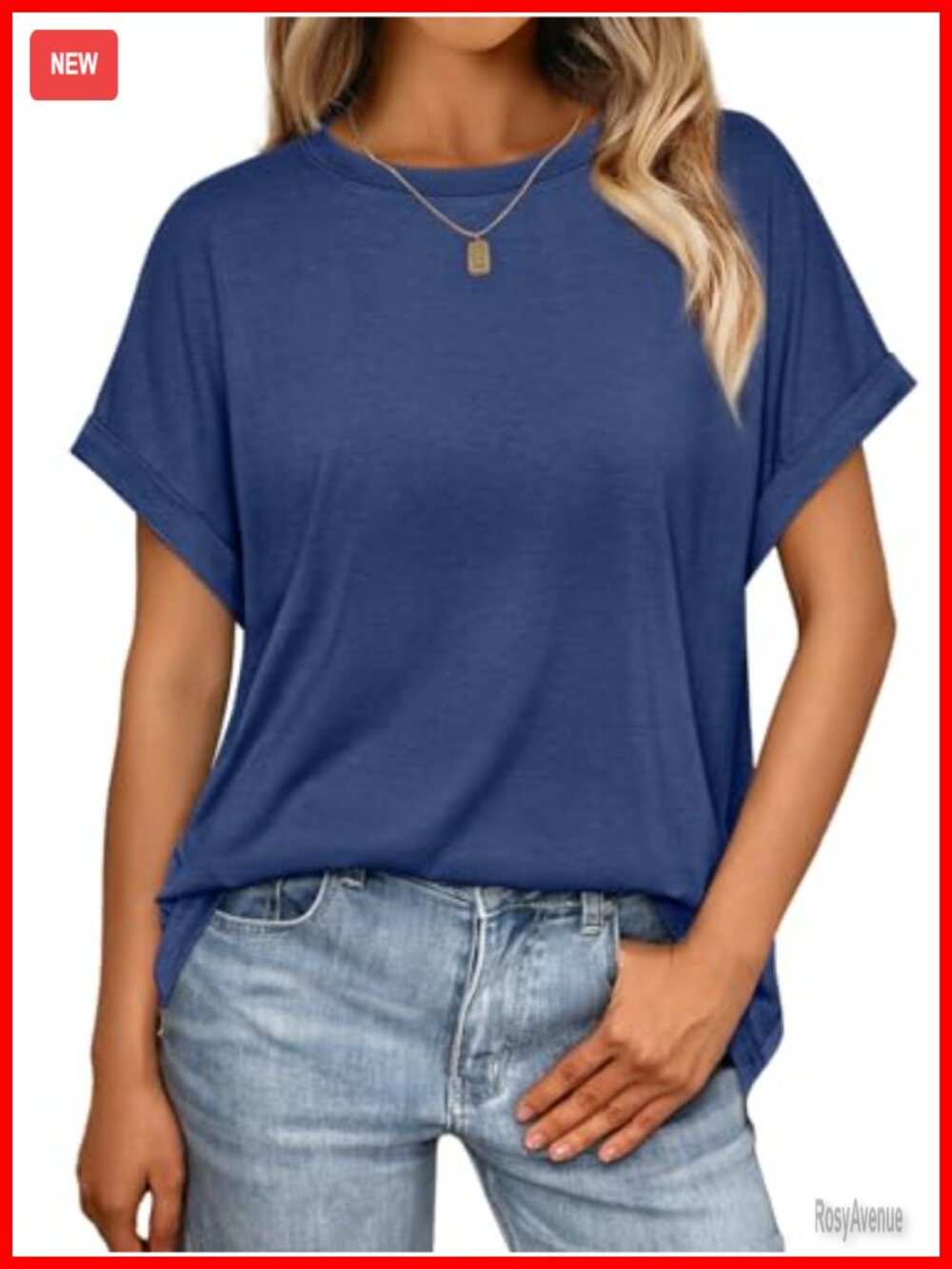 Oversized Short Sleeve T-Shirt Crew Neck Drop Shoulder Rolled Sleeve Pullover